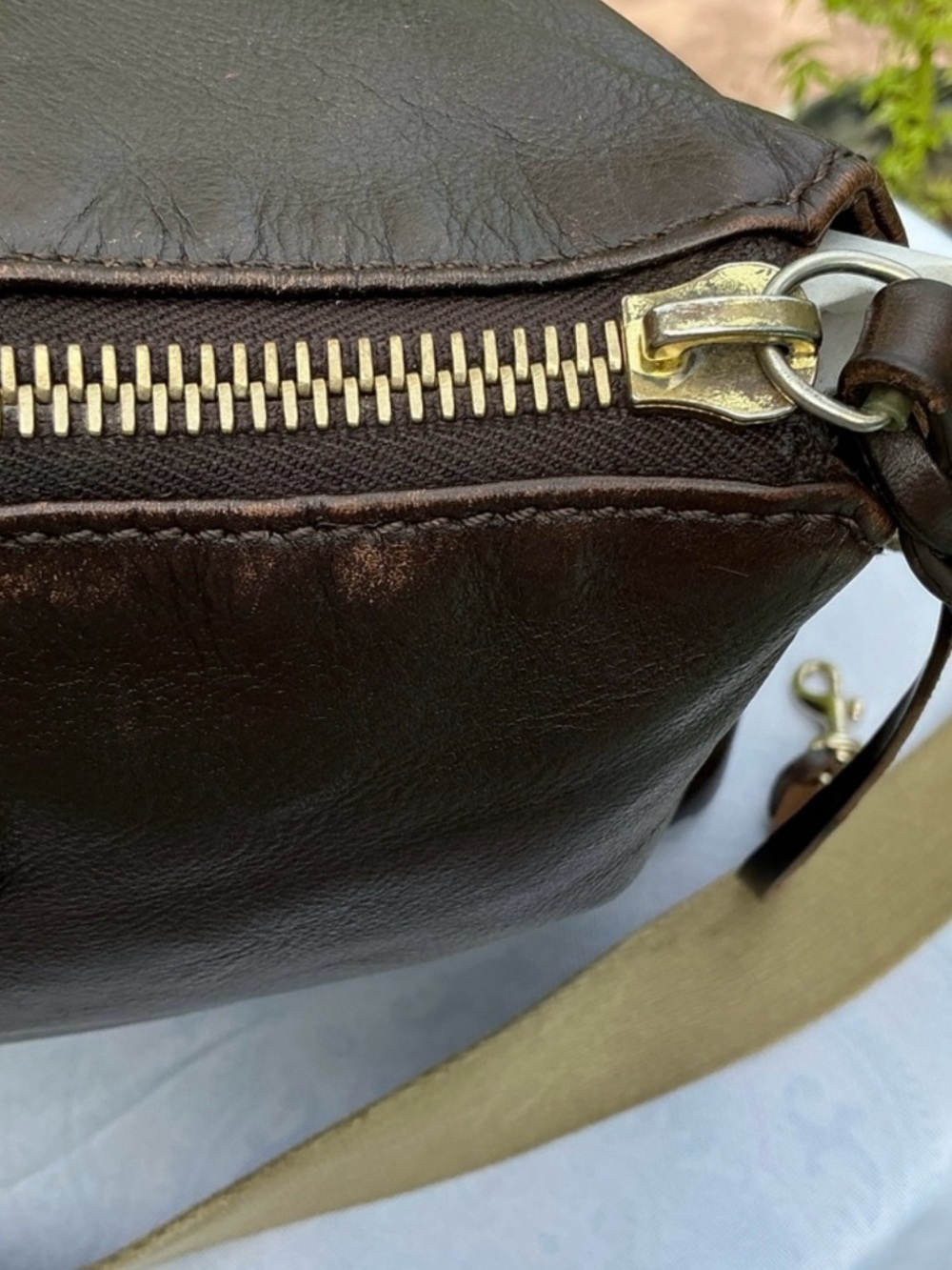 Dooney & Bourke Dark Brown Leather Satchel with Canvas Strap - Picture 8 of 16